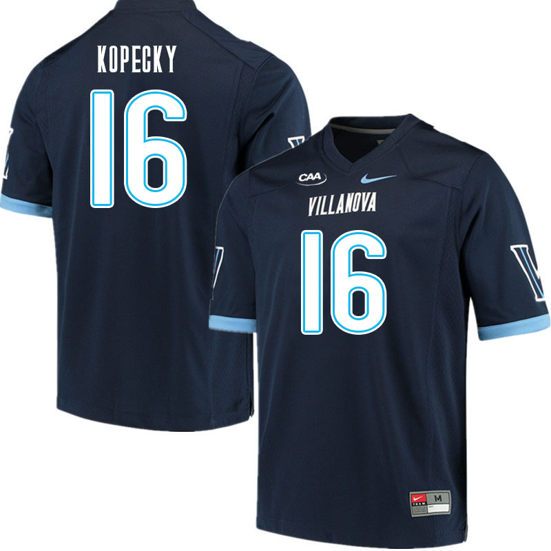 Men #16 Lucas Kopecky Villanova Wildcats College Football Jerseys Stitched Sale-Navy